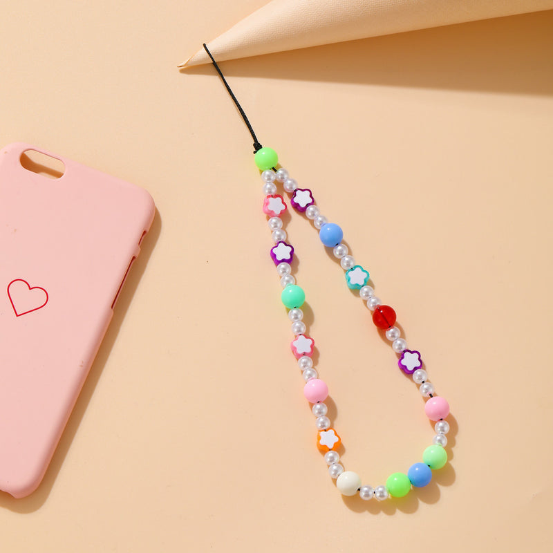 Colored Clay Mobile Phone Lanyard Fruit Flower Heart Star Beaded