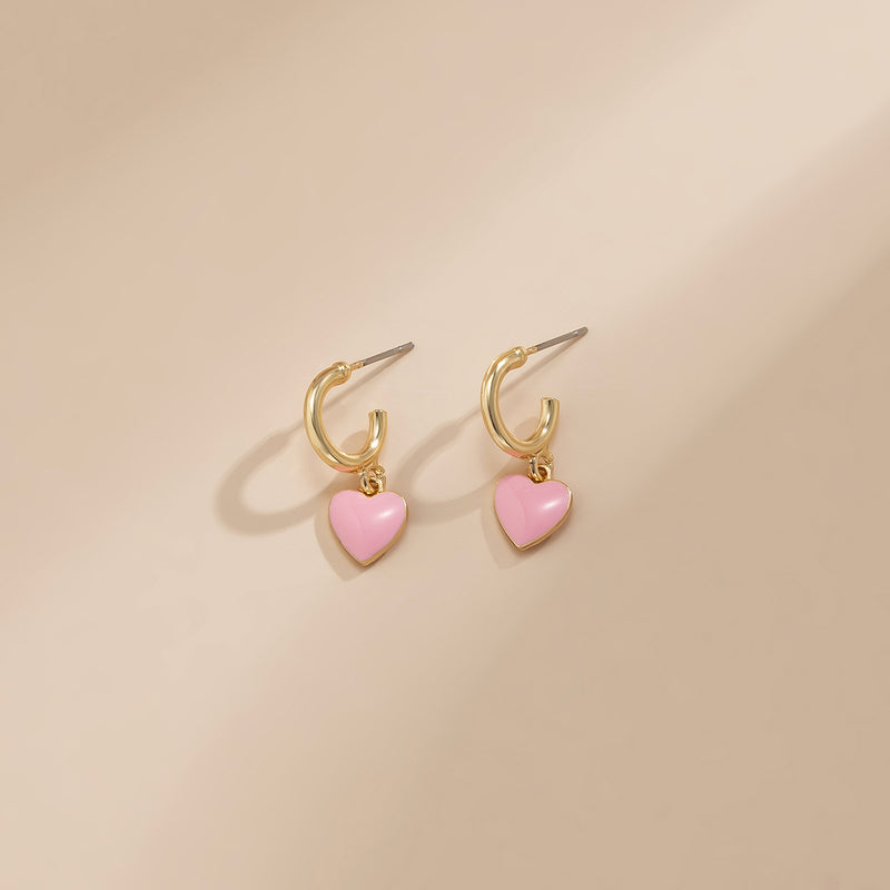 Pastoral Style Alloy Drop Oil Love Earrings Jewelry