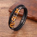 Stone Leather Cord Braided Men's And Women's Leather Stainless Steel Magnet Buckle