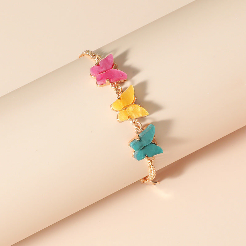 Personality And Creativity Three Color Butterfly Bracelet