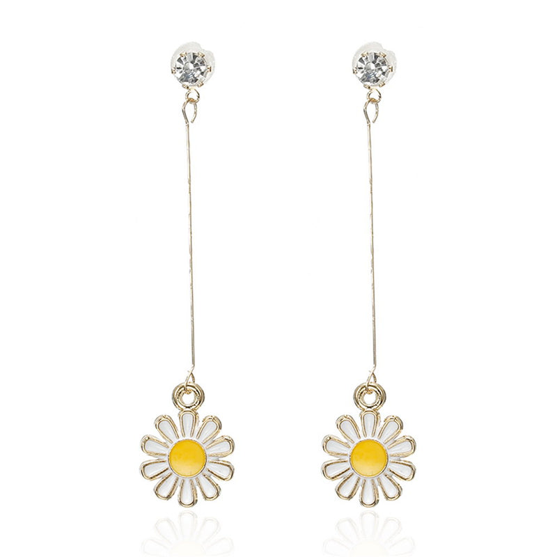 Simple Elegant Flower Ear Line Long Earrings For Women Fashion Jewelry Sweet Drop Pendientes Mujer Moda