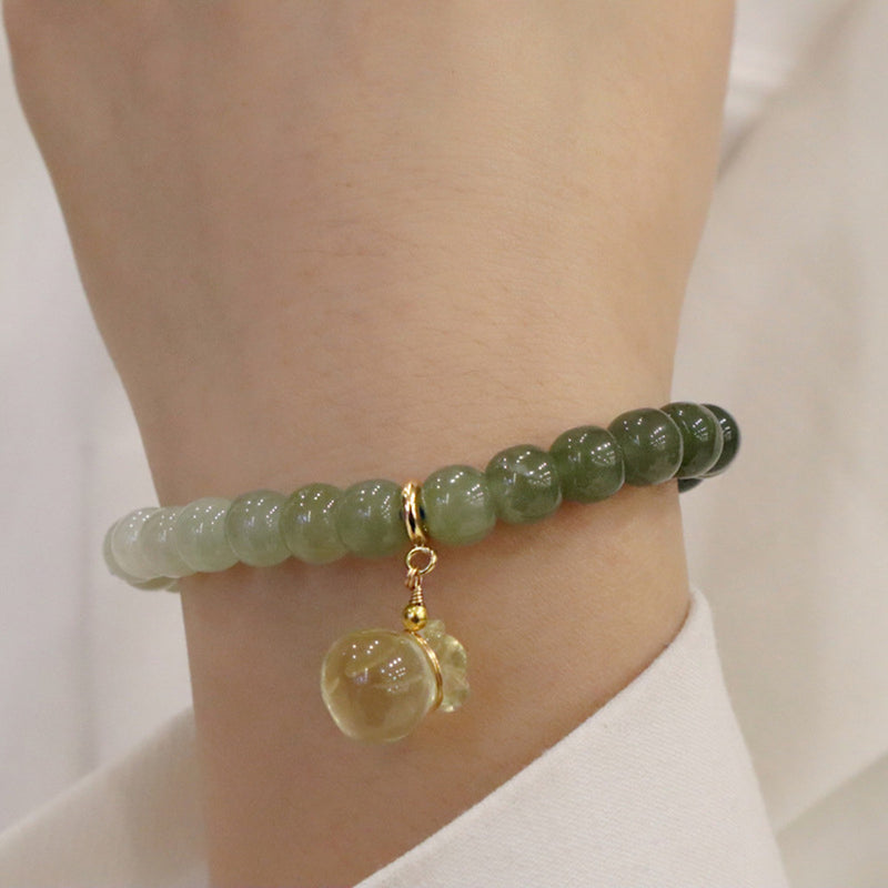 Natural Hotan Qingshui Gradient Jade Stone Beaded Bracelet
