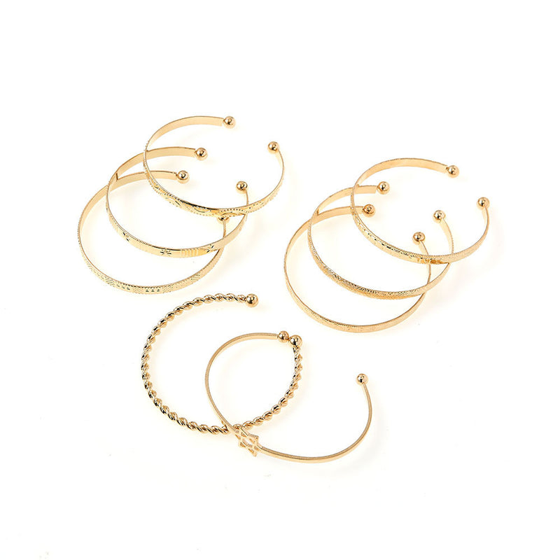 New Twisted Twist Starlight Love Star Pattern Iron Bracelet Set Of 8
