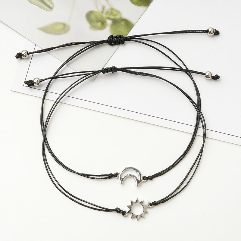 Simple Creative Alloy Moon Sun Braided Bracelet