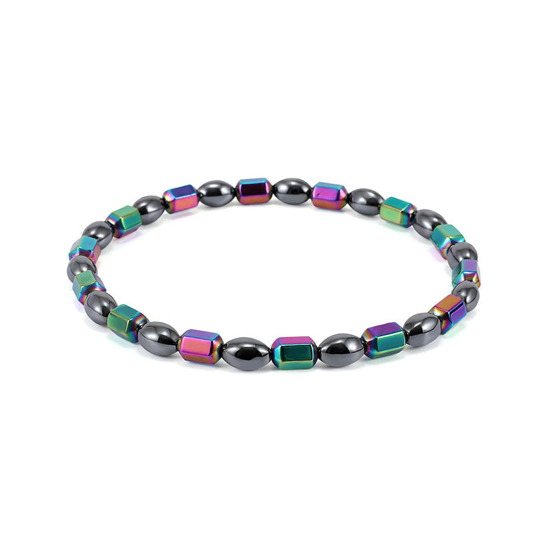 Magnetic Oval Bead Black Magnet Electroplating AB Color Anklet