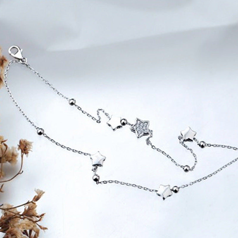 Silver-plated Bracelet Double-layer Five-pointed Star Bracelet