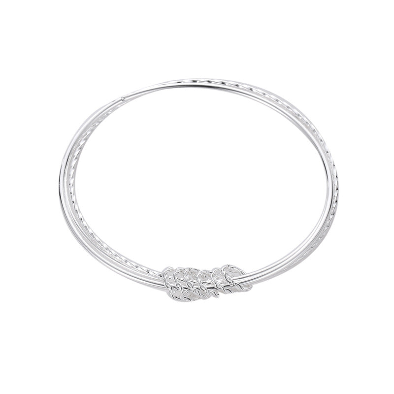 Ladies Bracelet Electroplated Bright Silver Geometric Circle