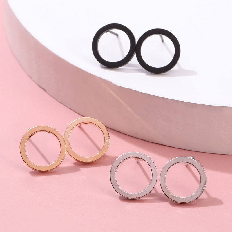 Gold Retro Hollow Small Circle Mini Earrings