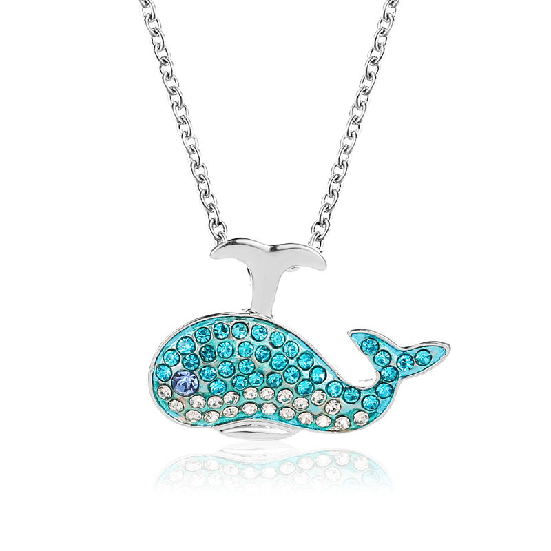 Clavicle Chain Blue Diamond Cartoon Marine Animal Pendant