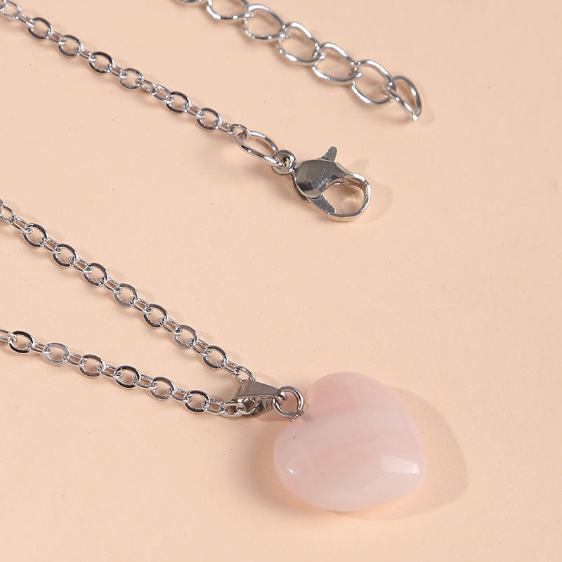 Korean Simple Natural Stone Heart-shaped Necklace Women