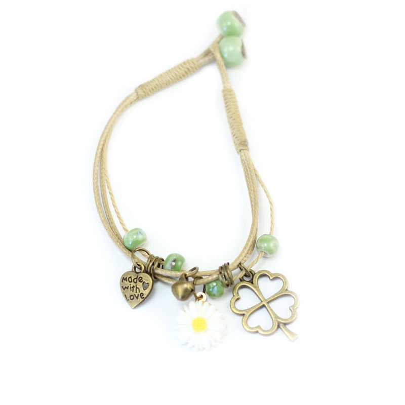 Ceramic Mori Temperament Small Daisy Pendant Bracelet