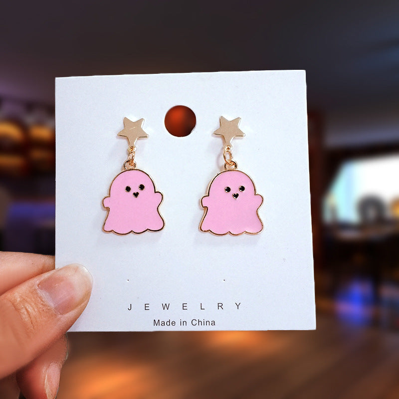 Cute Cartoon Little Ghost Girl Earrings