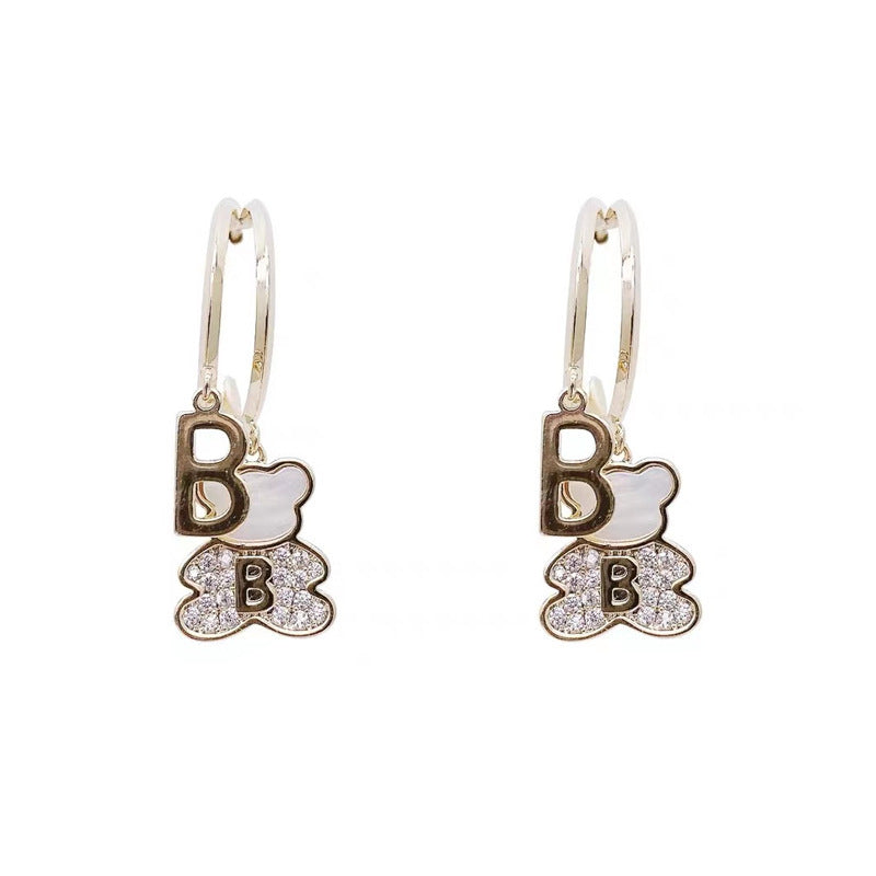 Personality All-match Temperament Bear Letter Earrings