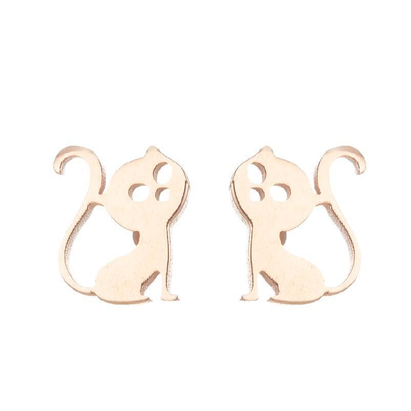 Electroplated Stainless Steel Korean Retro Swan Rabbit Earrings