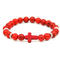 Cross Bracelet 8MM Men's Matte Volcanic Stone