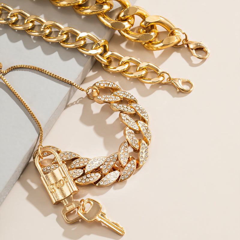 Simple And Versatile Chain Three-piece Diamond Bracelet