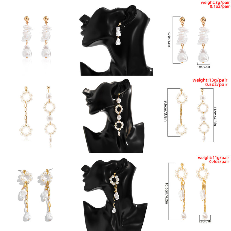 Baroque Fashion Pearl Tassel Earrings Temperament