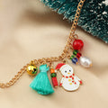 Christmas Colorful Bells Snowflake Elk Necklace