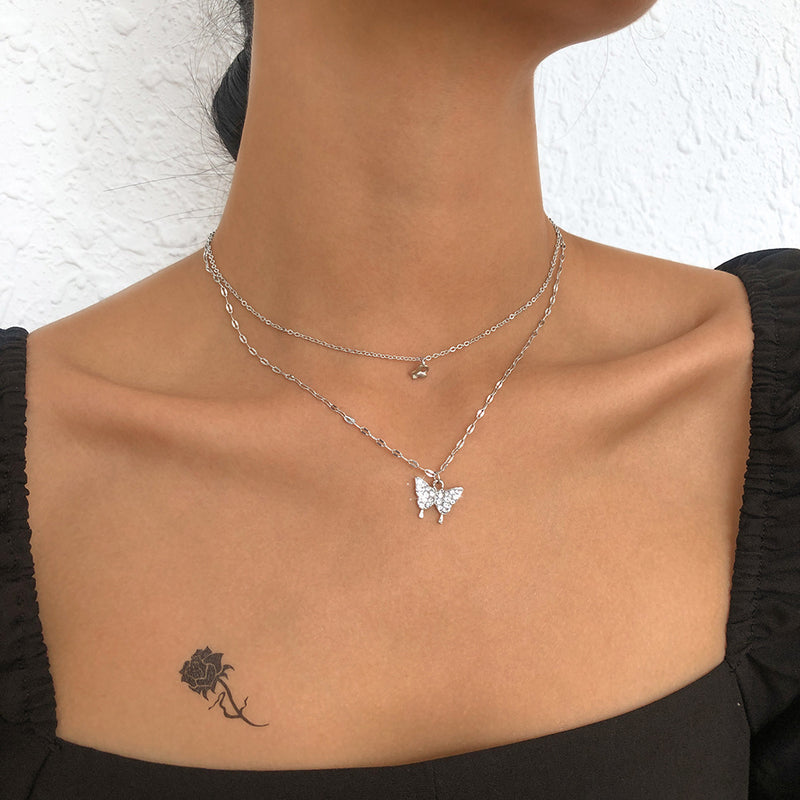 Geometric Micro Inlay Temperament Butterfly Simple Clavicle Chain