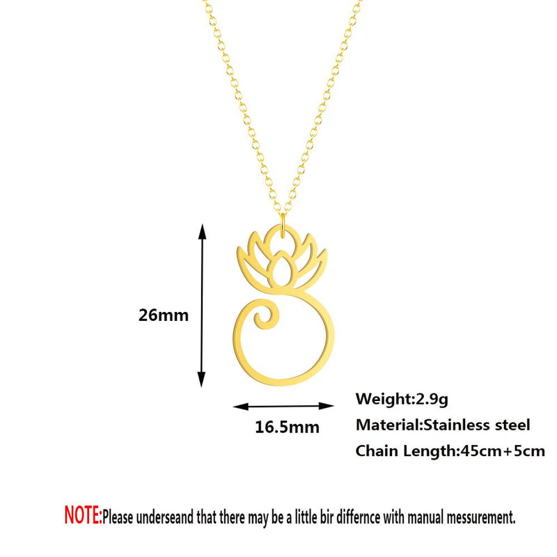 Stainless Steel Female Yoga Lotus Pendant Necklace Clavicle Chain