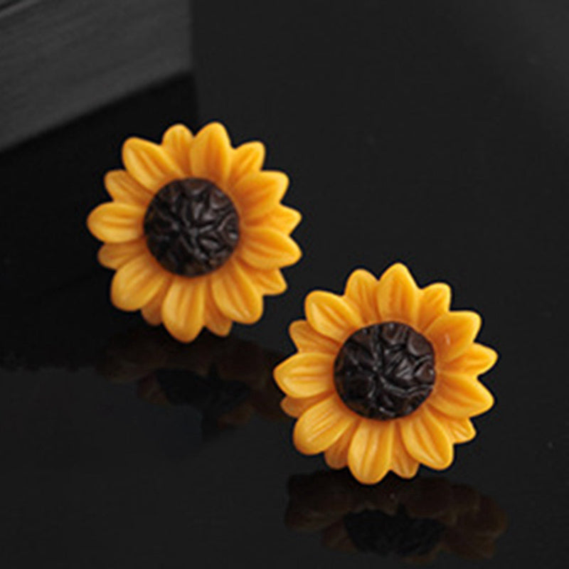 Japanese And Korean  Net Red Sun Flower Girl Student Sweet Ins Wind Flower Earrings