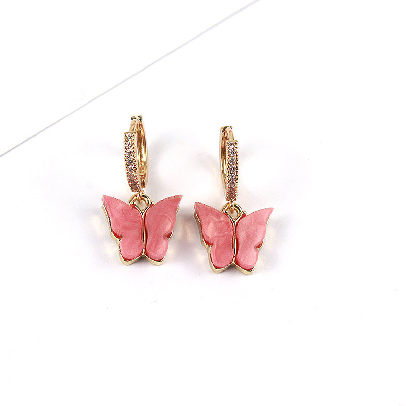 Jewelry Net Red Multicolor Acrylic Butterfly Earrings