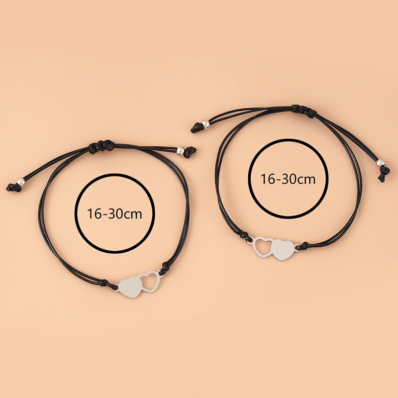 Stainless Steel Hollow Heart Hand-woven Card Bracelet Set