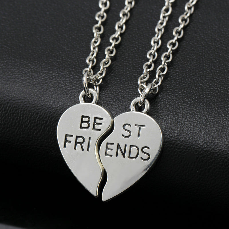 Fashion Couple Stitching Heart-shaped Pendant Necklace