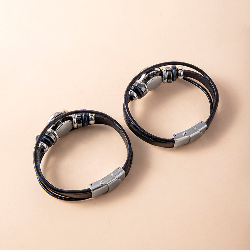 I Love My BF GF Luminous Couple Bracelet Sport Glass Snap Multilayer Leather Bracelets For Boyfriend Girlfriend