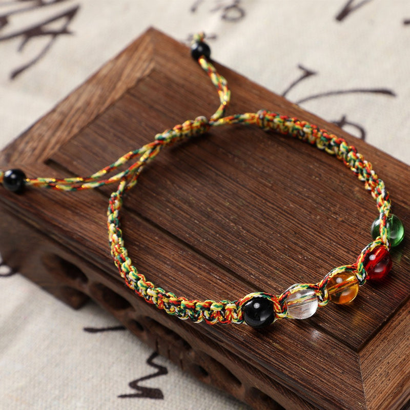 Color Rope Bracelet Five Color Glass