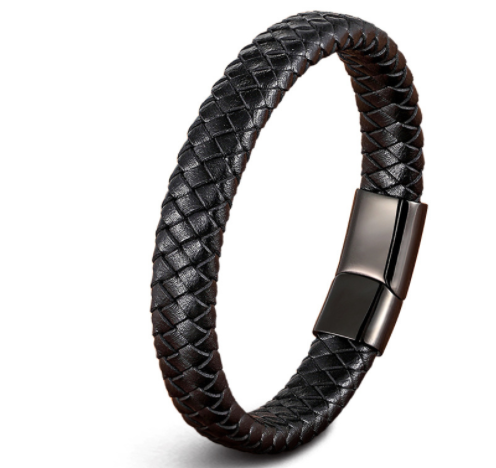 Stainless Steel Bracelet Fashion Couple Braided Leather Cord