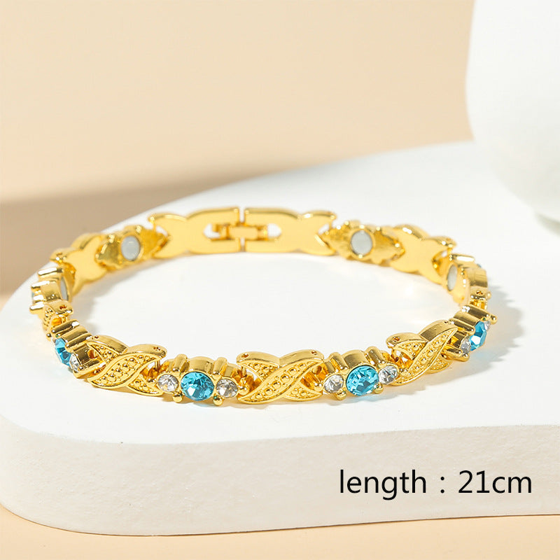 Ladies' Interlocking Gold And Diamond Magnet Bracelet