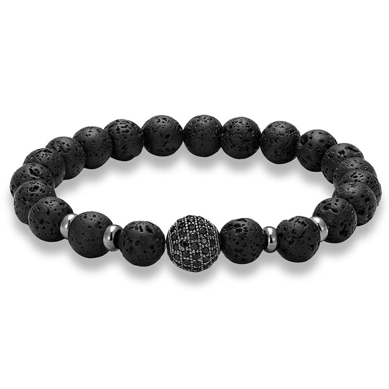 Best Seller In Europe And America Micro-inlaid Black Diamond 10MM Zircon Volcanic Rock Bracelet Bracelet