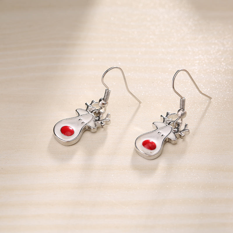 Christmas Elk Earrings Red Nose Deer Earrings