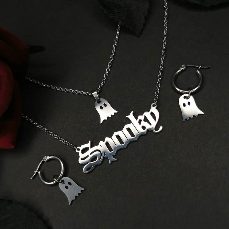 New Set Of Simple And Fun Double-layer Letter Little Ghost Necklace