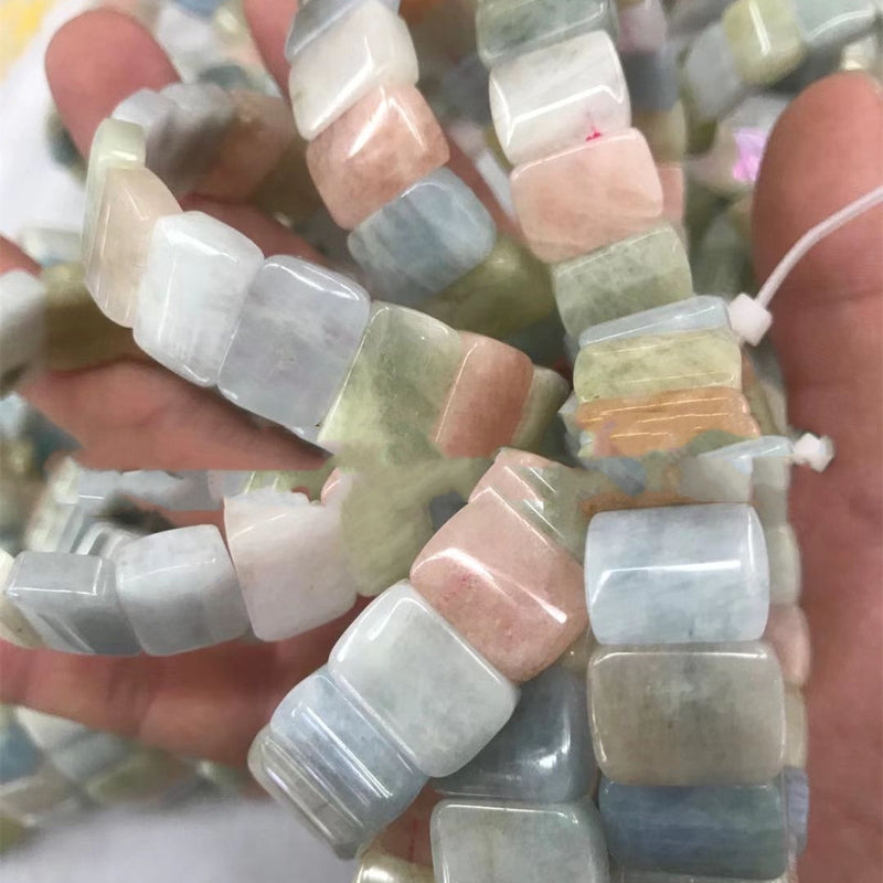 Natural Morganite Square Stone Crystal Bracelet