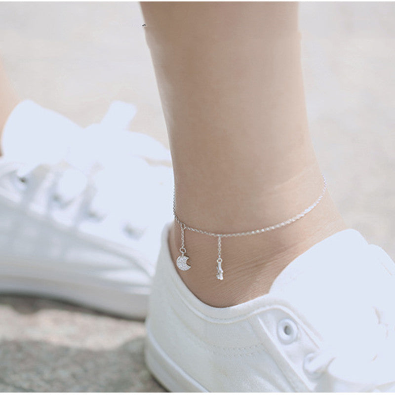 Fashion Star And Moon Diamond Anklet