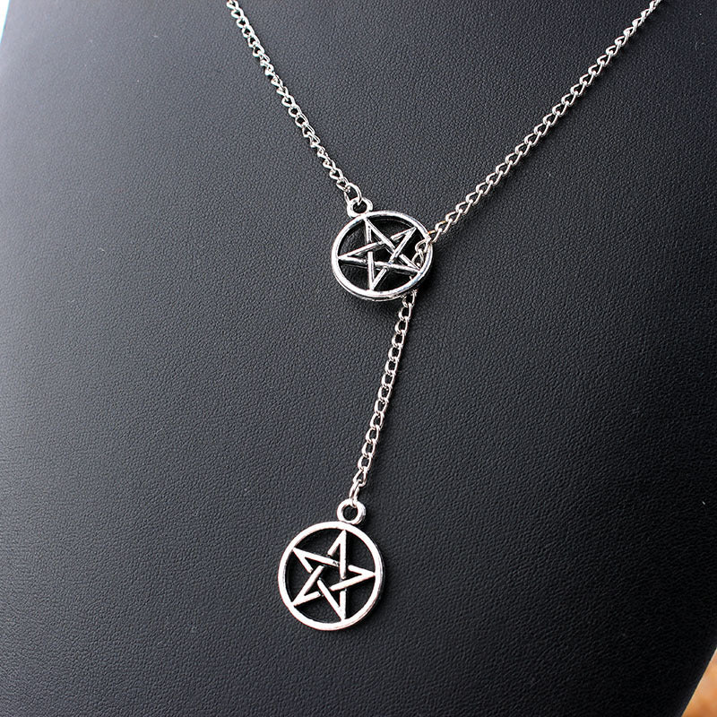 Wave Adjustable Sweater Chain Handcuffs Five-pointed Star Pendant Necklace