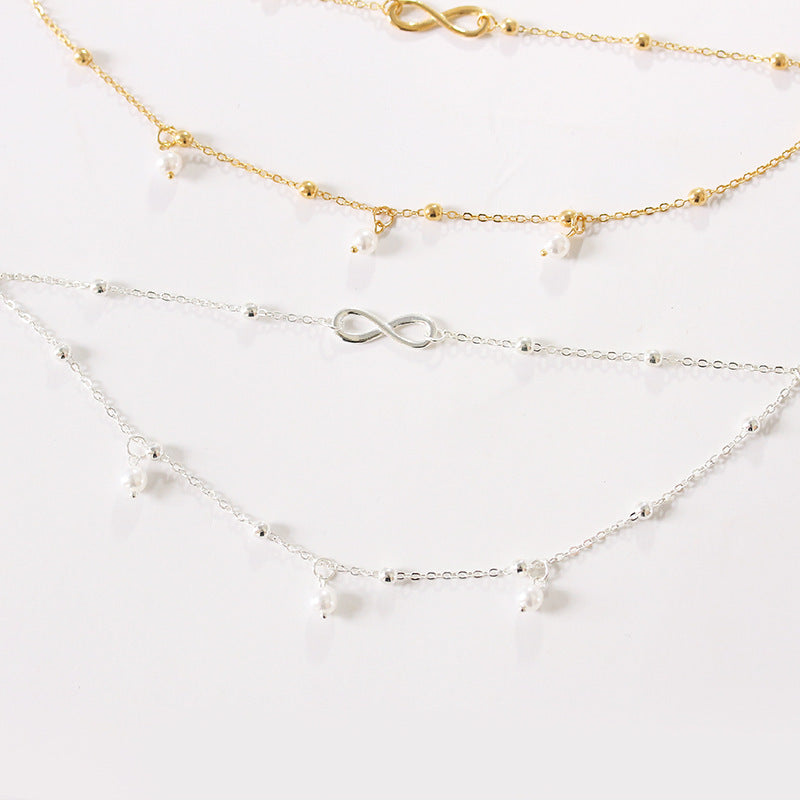 Women's Fashion Simple Pearl Alloy Anklet