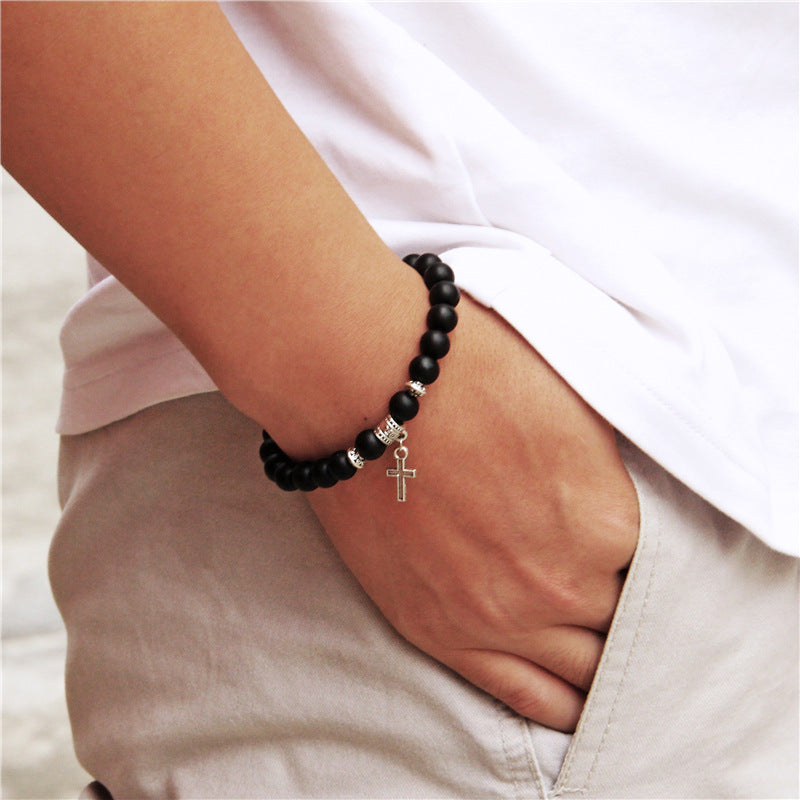 Black Agate Beads Bracelet Fashion Volcanic Rock Beaded Bracelet