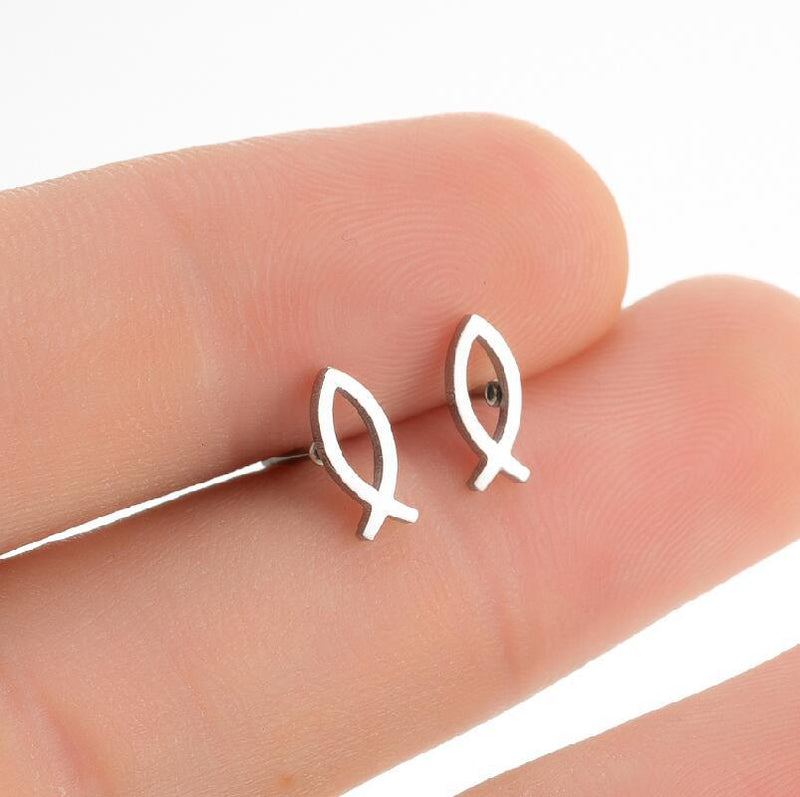 Stainless Steel Marine Series Cute Fish Ear Nails