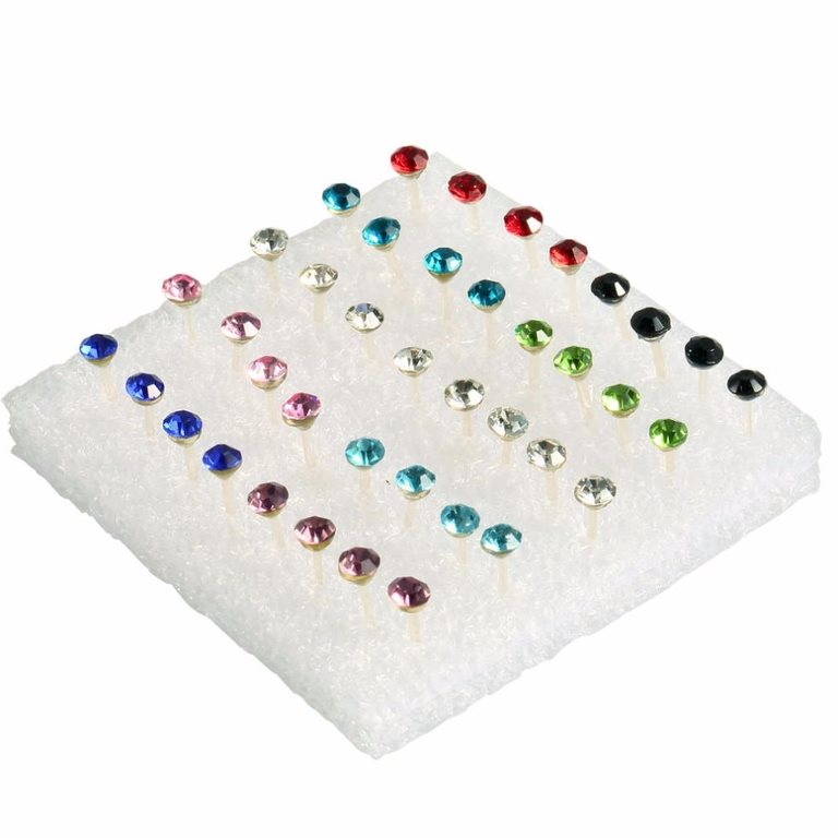 Color rhinestone hypoallergenic earrings