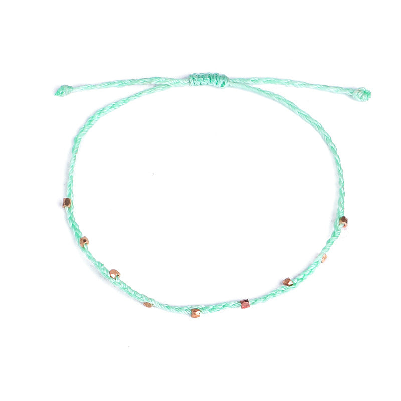 Color waterproof wax thread braided anklet