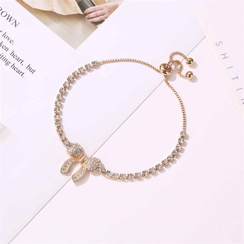 Diamond Bowknot Crystal Charm Bracelet