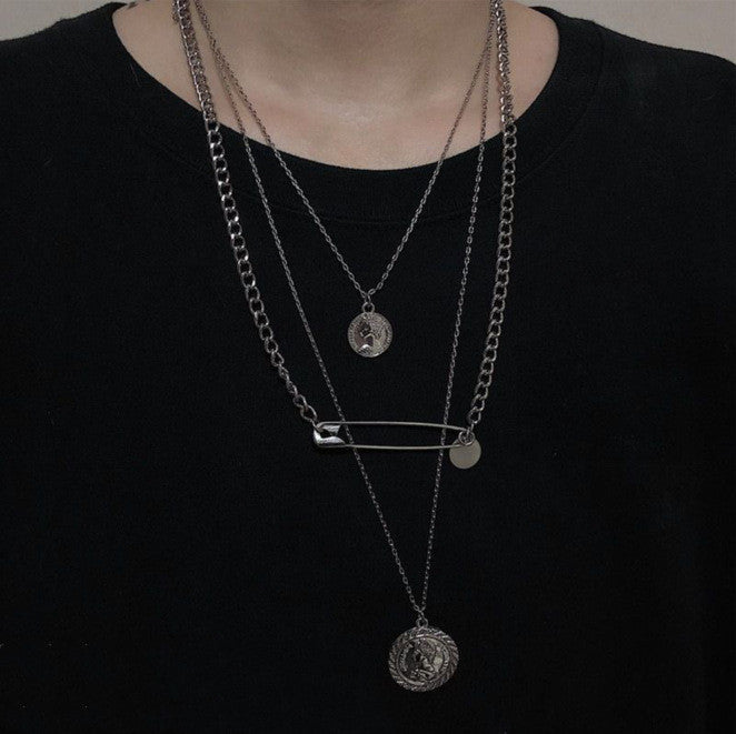 Multilayer cross necklace sweater chain