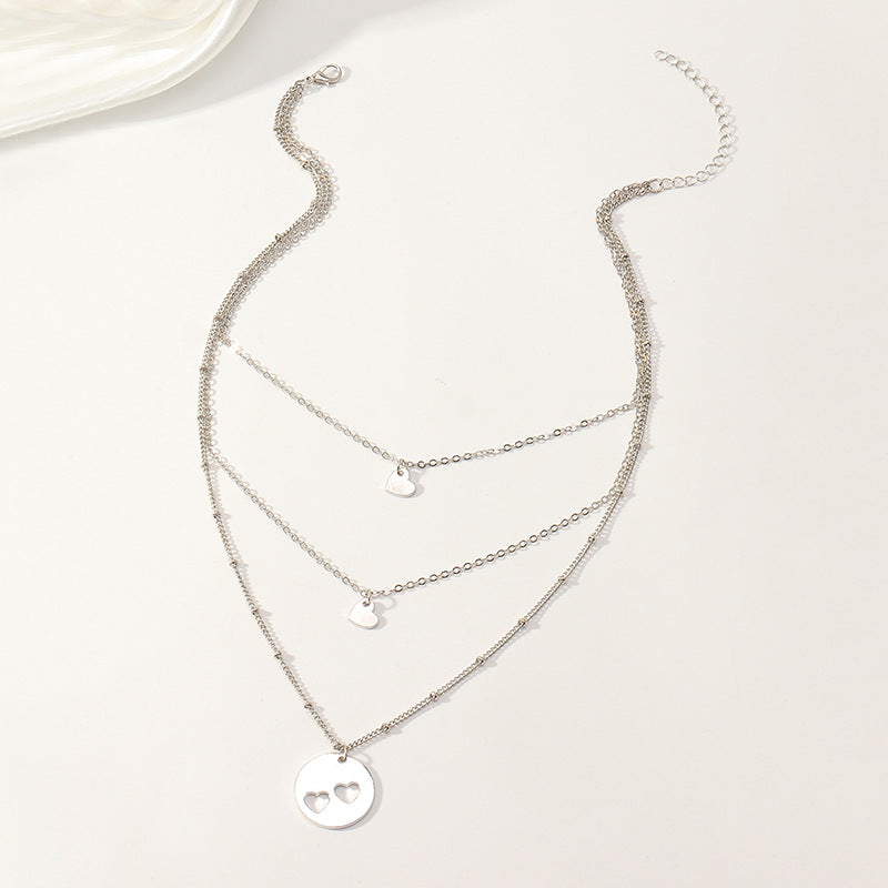 Multi-layer Love Necklace Female Hollow Love Clavicle Chain