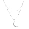 Double Chain Crystal Moon Choker Pendant Women