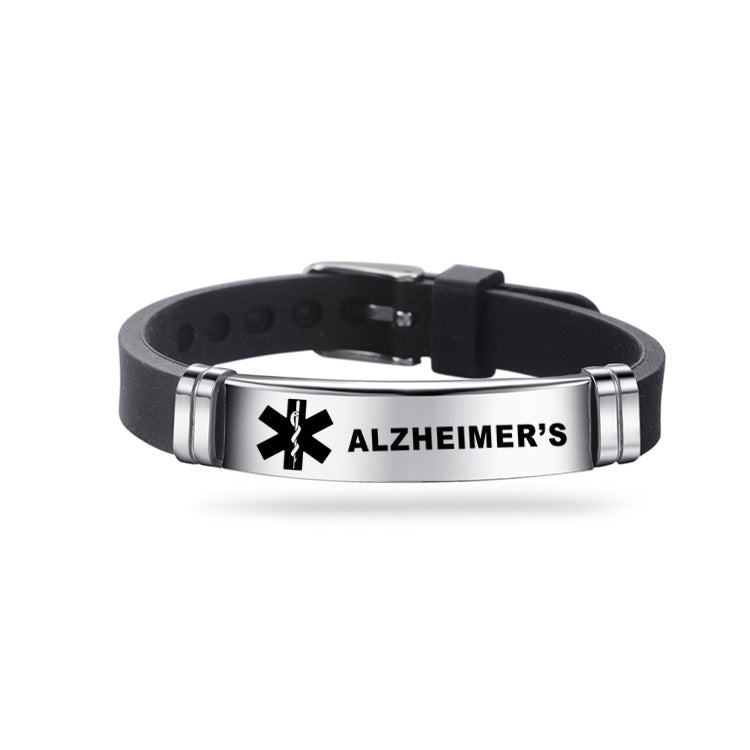 Stainless Steel Life Star Medical Silicone Bracelet