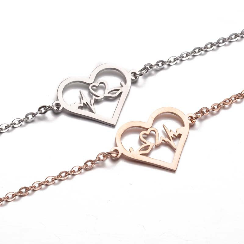 Stainless steel ECG bracelet female