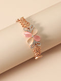 Hollow leaf opal flower bracelet